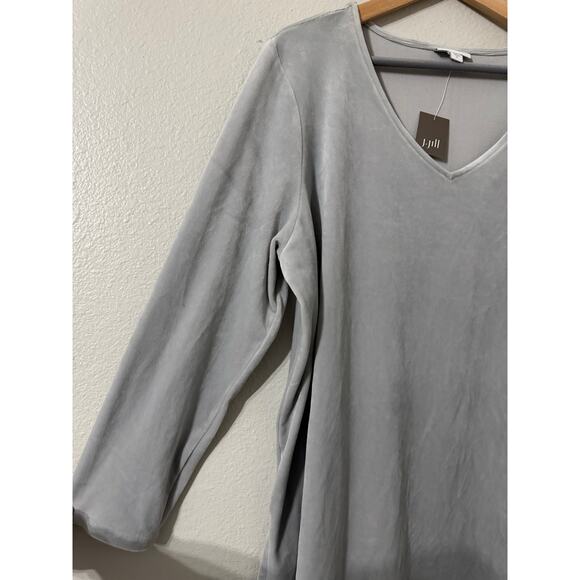 J. Jill Long Sleeve V-Neck Velour in Zinc Sweater Tunic Size XL NWT - Picture 2 of 6